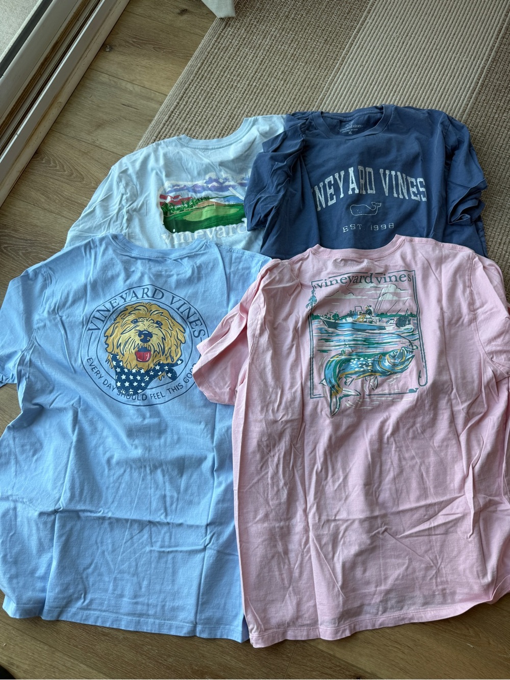 Vineyard Vines Mens Short-Sleeve Graphic Tees — Pink, Light Blue, Navy & White